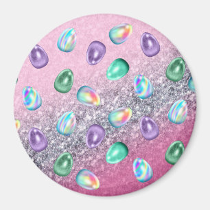 Ostereier Rosa Lila Gefärbte Krawatte Glitzer Glam Magnet
