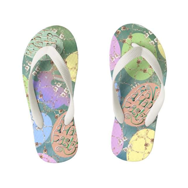 Ostereier-Rose auf Flip Flops Kinderbadesandalen (Fußbett)