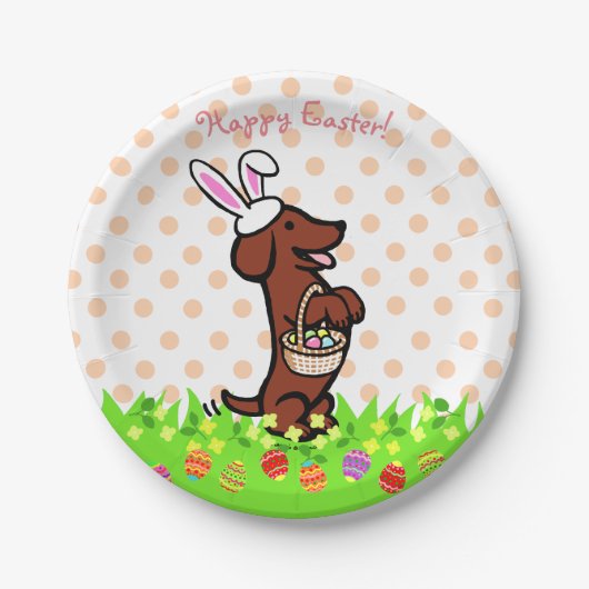 Ostereier Rote, glatte Dackel Teller (Vorderseite)