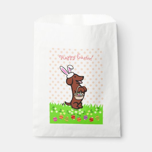 Ostereier Rote, glatter Haare Dackel Gefallen Tasc Geschenktütchen (Vorderseite)