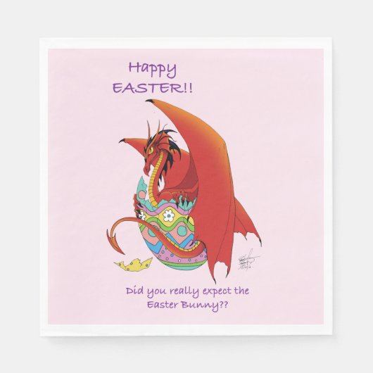 Ostereier Roter Drache Serviette (Vorderseite)