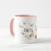 Ostereier Schmetterlinge Schwarze Haarmädchen Tasse (Vorderseite Links)