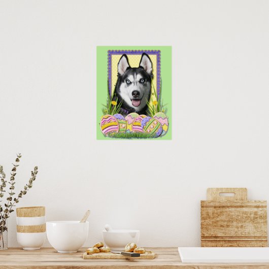Ostereier - Sibirischer Husky Poster (Küche)