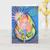 Ostereier Sonnenschein, Yoga Girl Happy Birthday Karte (Gelbe Blume)