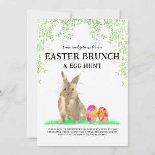 Ostereier-Suche-Brunch Süßer Hase Aquarell Einladung