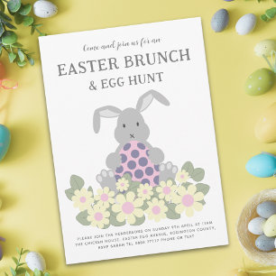 Ostereier-Suche Frühling-Brunch Süßer Hase Blumenf Einladung