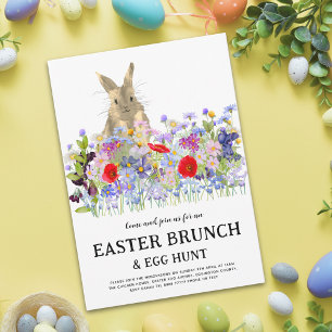 Ostereier-Suche Frühling-Brunch Süßer Hase Blumenf Einladung