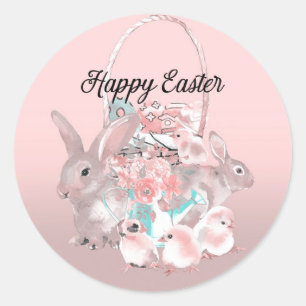 Ostereier-Suche im Frühlings-Geburtstagsstil Rosa  Runder Aufkleber