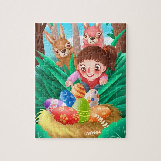 Ostereier-Suche Süßes Mädchen Puzzle (Vertikal)