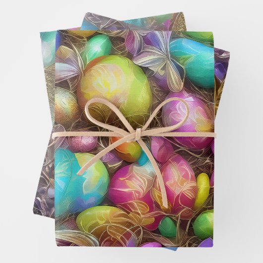 Ostereier und Blume. 007 Wrapping Paper Sheet Geschenkpapier Set (Beispiel)