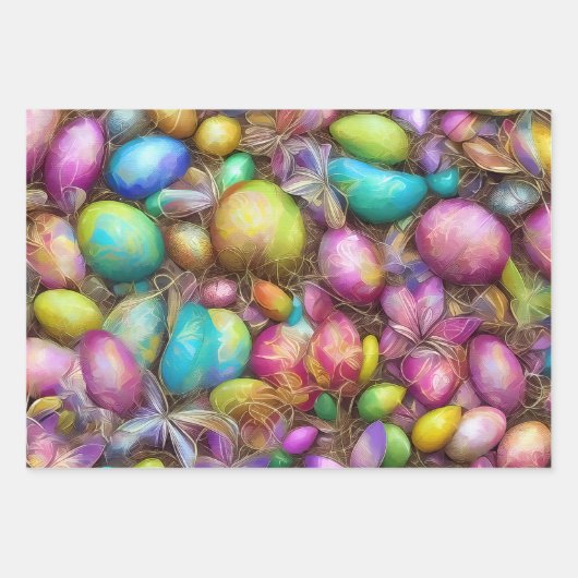 Ostereier und Blume. 007 Wrapping Paper Sheet Geschenkpapier Set (Vorderseite)