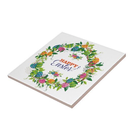Ostereier und Blume Kranz Fliese (Seite)