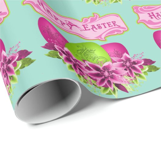 Ostereier und Blume zu Ostern Geschenkpapier (Rolleneckpunkt)