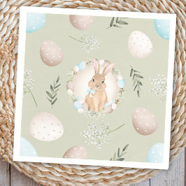 Ostereier und Bunny Spring Beige Grüne Pastel Serviette