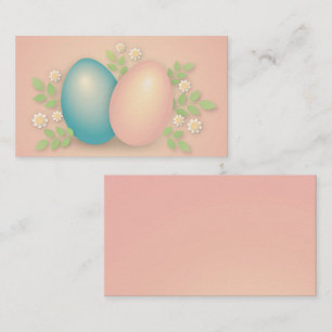 Ostereier und Frühlingsblumen, rosa und bläulich Visitenkarte