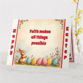 Ostereier und kleine Kaninchen Karte (Gelbe Blume)