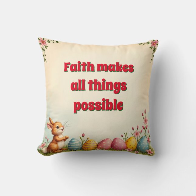 Ostereier und kleine Kaninchen Kissen (Vorderseite)