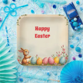 Ostereier und kleine Kaninchen Pappteller (Party)