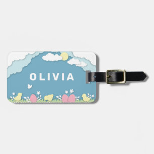 Ostereier und -küken im Frühling Gepäckanhänger