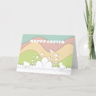 Ostereier und -küken im Frühling Karte