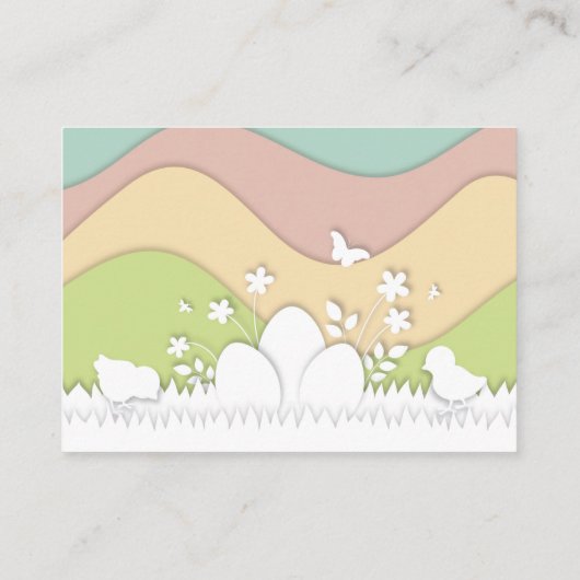 Ostereier und pastelfarbene Küken Platzkarte (Rückseite)