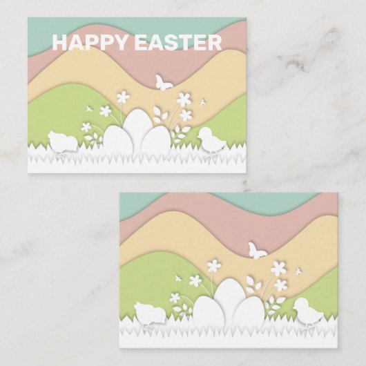 Ostereier und pastelfarbene Küken Platzkarte (Vorne/Hinten)