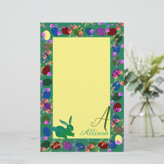 Ostereier und Sonnenstrahlen Briefpapier (Stehend Vorderseite)