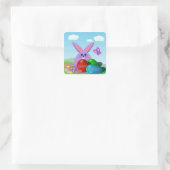 Ostereier und Sonnige Quadratischer Aufkleber (Tasche)