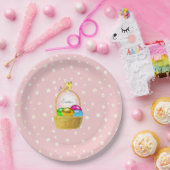 Ostereier und Weiße Blume Muster auf hellrosa Pappteller (Party)