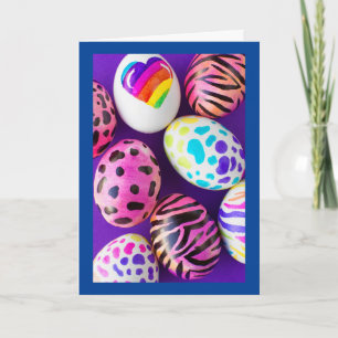 OSTEREIER UND "WÜNSCHE FÜR EIN GLÜCKLICHES OSTERN" FEIERTAGSKARTE