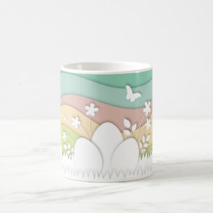 Ostereier, versteckt in der Frühlingsnatur, Osterk Kaffeetasse