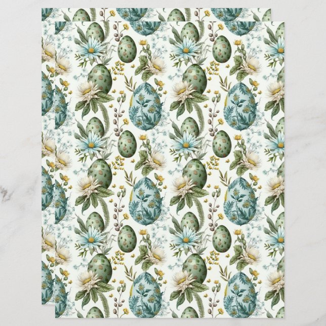 Ostereier Vintag nostalgisches Muster Nr. 2 (Vorne/Hinten)