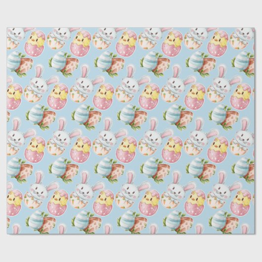 Ostereier Wasserfarbe Frühlingshase & Kick Geschenkpapier (Flach)