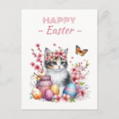 Ostereier Wasserfarbe Kätzchen Blüten Postkarte (Vorderseite)
