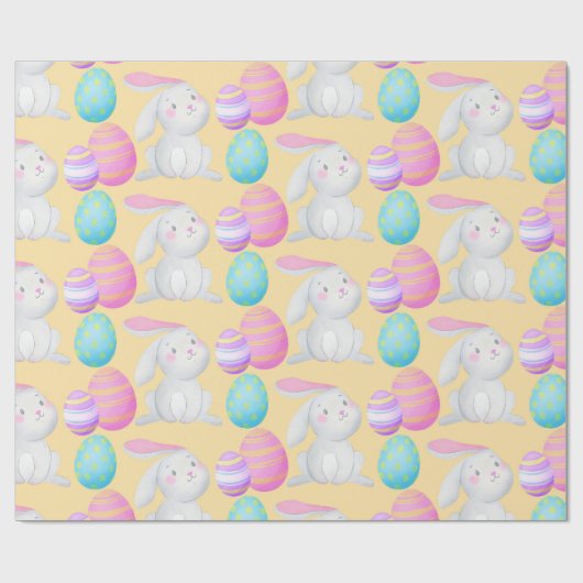 Ostereier Wasserfarben Bunny Spring Pattern Geschenkpapier (Flach)