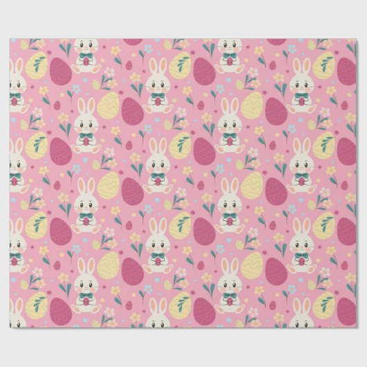 Ostereier Wasserfarben Bunny Spring Pattern Geschenkpapier (Flach)