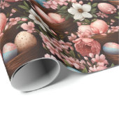 Ostereier Wicker Körbe Frühlingsblumen Geschenkpapier (Rolleneckpunkt)