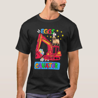 Ostereierausgräber Osterhase Pug Hund Auf Bagger J T-Shirt
