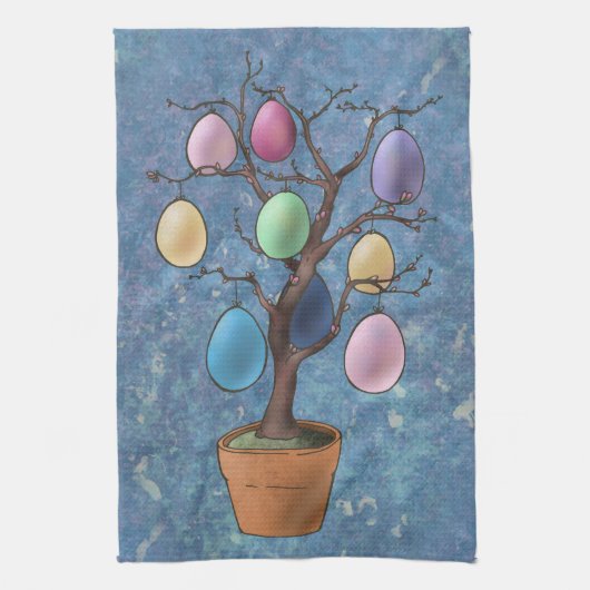 Ostereierbaum Geschirrtuch (Vertikal)
