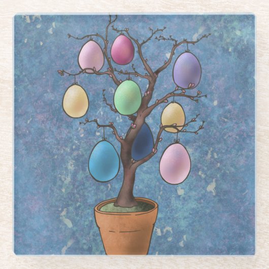 Ostereierbaum Glasuntersetzer (Vorderseite)