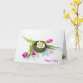 Ostereierbonbons im Vogelnest Karte (Gelbe Blume)