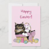 Ostereierjagd & Brunch Cat im Korb Einladung (Rückseite)