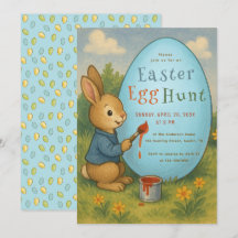 Ostereierjagd Bunny Niedlich Rabbit Paints Blaues 