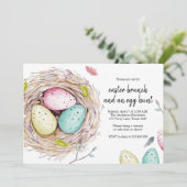 Ostereierjagd Einladung Brunch Frühlingsfest feier (Stehend Vorderseite)