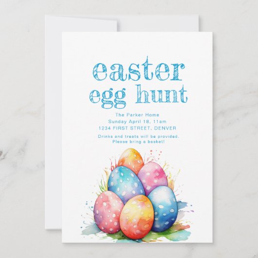 Ostereierjagd Einladung mit Korb (Vorderseite)