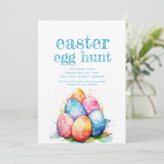 Ostereierjagd Einladung mit Korb (Stehend Vorderseite)