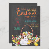 Ostereierjagd Farbenfrohe Typografie auf der Tafel Einladung (Vorne/Hinten)