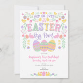 Ostereierjagd, Frühling, Sonne, Mädchen zum Geburt Einladung (Vorderseite)