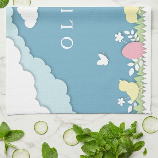 Ostereierjagd, Frühlingsferien Geschirrtuch (Gefaltet)