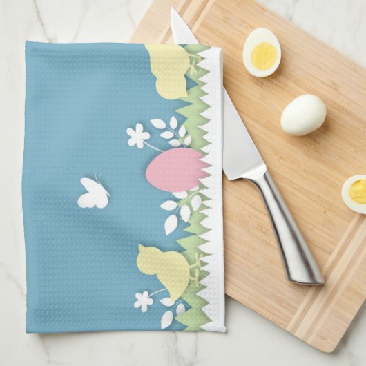 Ostereierjagd, Frühlingsferien Geschirrtuch (Viertel Falte)